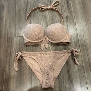 H&M Blush Pink Bikini Super Push Up